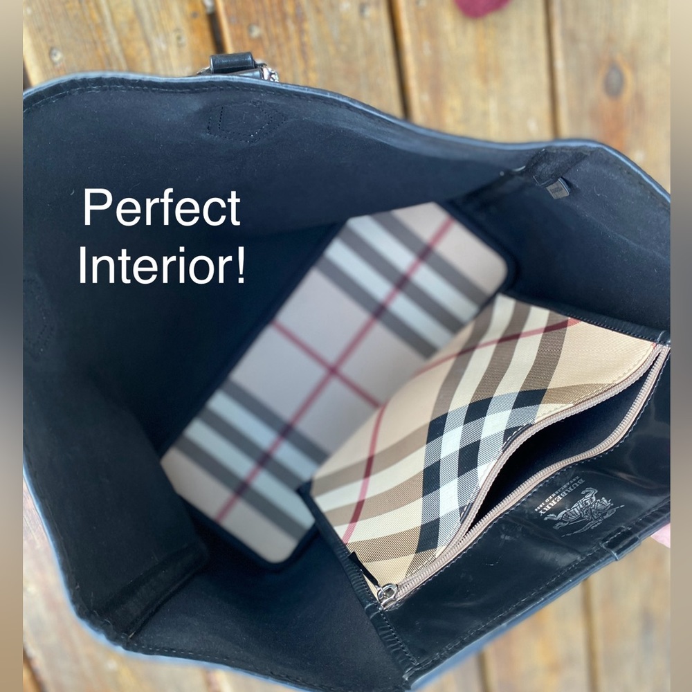 BURBERRY NOVA CHECK Shopper/Footed TOTE🔥HUGE!🔥PVC/Leather w/pouch🔥HOT ITEM!🔥 - Picture 7 of 15